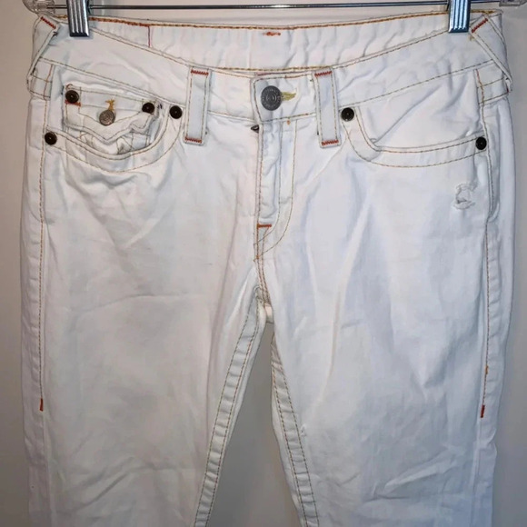True Religion White Low Rise  Flare Distressed Jeans Y2K 30 - Picture 15 of 15